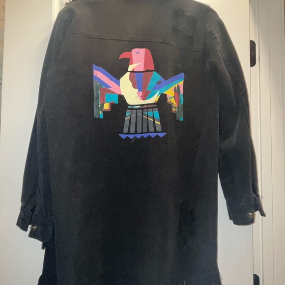 Black Jacket with Colorful Eagle Design - Picture 1 of 9